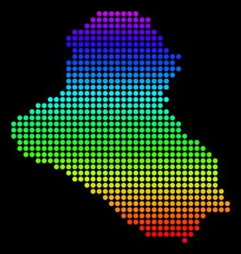 Dotted Pixel Spectrum Iraq Map Stock Illustration