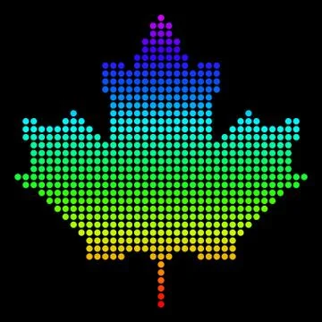 Dotted Pixel Spectrum Maple Leaf 스톡 일러스트