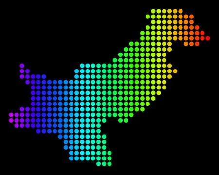 Dotted Pixel Spectrum Pakistan Map Stock Illustration