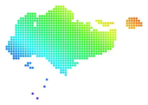 Dotted Pixel Spectrum Singapore Map Stock Illustration