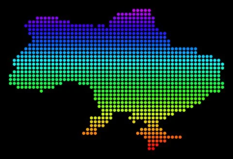 Dotted Pixel Spectrum Ukraine Map With Crimea Stock Illustration
