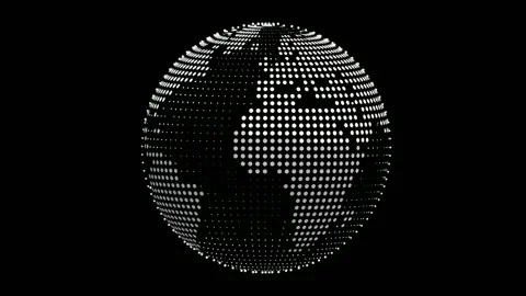 Dotted planet earth rotating on black background, stop motion animation, se.. Stock Footage 342046012
