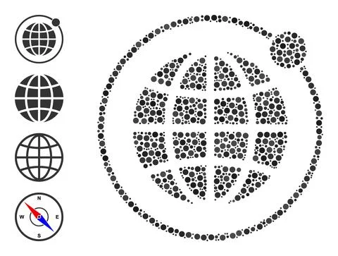 Dotted Planet Orbit Mosaic of Circles with Similar Icons Illustrazione stock