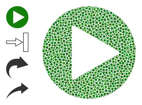 Dotted Play Button Mosaic of Circles and Similar Icons 스톡 일러스트