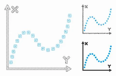 Dotted Plot Vector Mesh Wire Frame Model and Triangle Mosaic Icon Stock Illustration