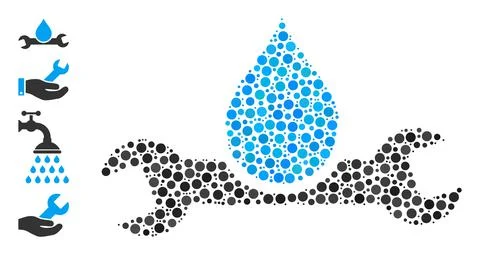 Dotted Plumbing Composition of Rounded Dots with Bonus Icons Illustrazione stock