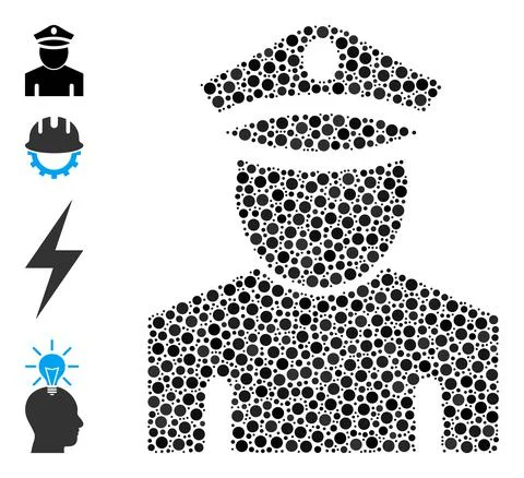 Dotted Policeman Composition of Circles with Other Icons Illustrazione stock