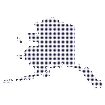 Dotted polka dot map of Alaska Stock Illustration