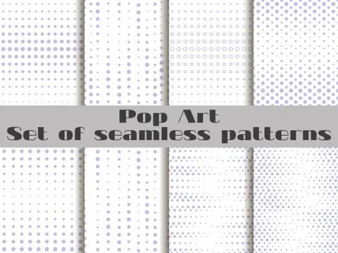 Dotted, Pop Art seamless pattern background. Set vector illustration. Stock Illustration