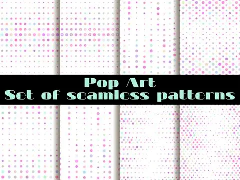 Dotted, Pop Art seamless pattern background. The style of the 1960s. Set ve.. 스톡 일러스트