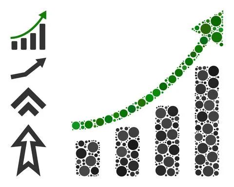 Dotted Positive Trend Collage of Round Dots and Bonus Icons Illustrazione stock