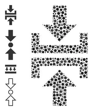 Dotted Press Vertical Direction Collage of Circles and Other Icons Ilustración de archivo
