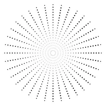Dotted radial element. Circle, circular pattern shape Stock Illustration