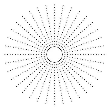 Dotted radial element. Circle, circular pattern shape Stock Illustration