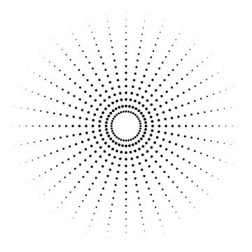 Dotted radial element. Circle, circular pattern shape Stock Illustration