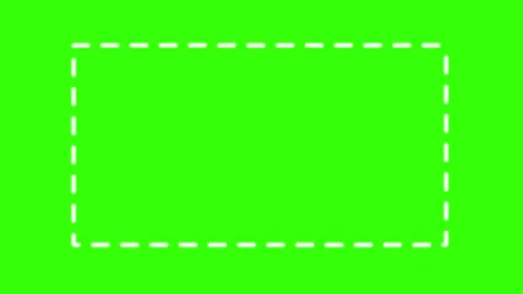  Dotted rectangle frame animation on green screen, white border box overlay for  Video stock 341603454