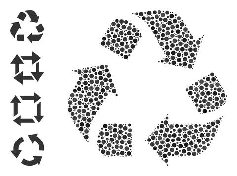 Dotted Recycle Collage of Round Dots with Other Icons 스톡 일러스트