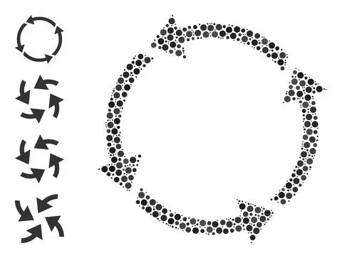 Dotted Recycle Mosaic of Round Dots and Other Icons 스톡 일러스트