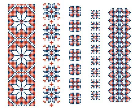 Dotted Red Blue Celestial Patterns Set, Ukraine Illustrazione stock