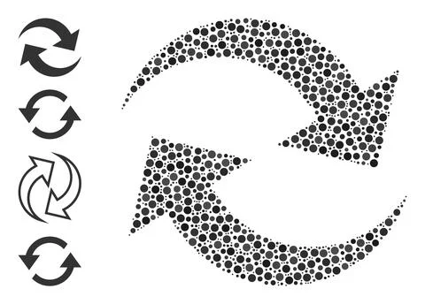 Dotted Refresh Arrows Mosaic of Round Dots and Other Icons Illustrazione stock