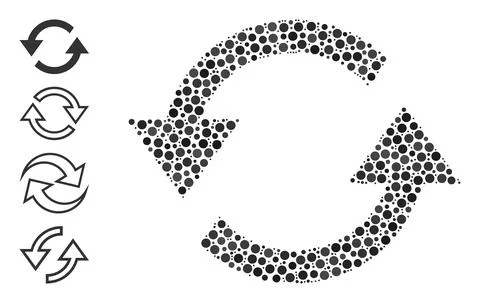 Dotted Refresh Arrows Mosaic of Rounded Dots and Bonus Icons Stock Illustration