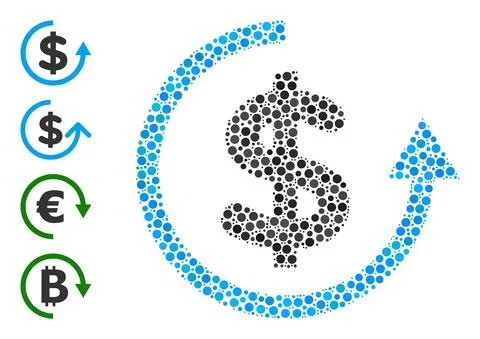 Dotted Refund Mosaic of Rounded Dots with Similar Icons Illustrazione stock