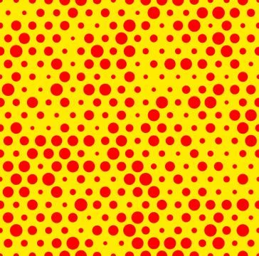 Dotted repeatable popart like duotone pattern. Speckled red yellow pointillis 스톡 일러스트