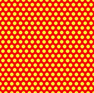 Dotted repeatable popart like duotone pattern. Speckled red yellow pointillis Illustrazione stock