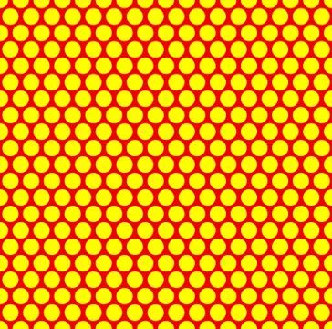 Dotted repeatable popart like duotone pattern. Speckled red yellow pointillis Illustrazione stock
