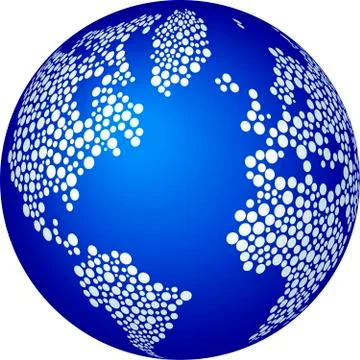 Dotted restricted world map image in blue tones. Stock Illustration