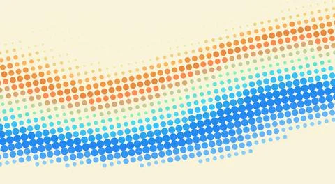 Dotted retro background with blue and orange halftone wave Stock Illustration