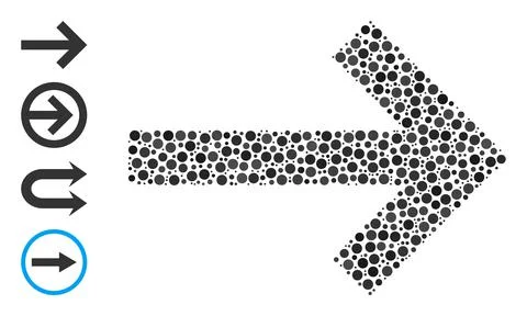 Dotted Right Arrow Collage of Round Dots with Other Icons 스톡 일러스트