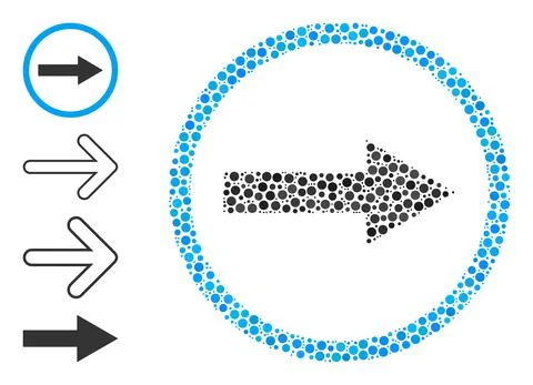 Dotted Right Rounded Arrow Mosaic of Round Dots and Bonus Icons Illustrazione stock