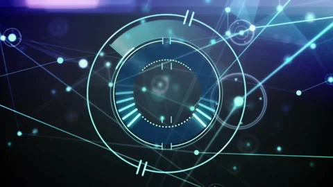 Dotted ring plus outer arc fading in, initiating clockwise arc filling and nodes Stock Footage 315769348