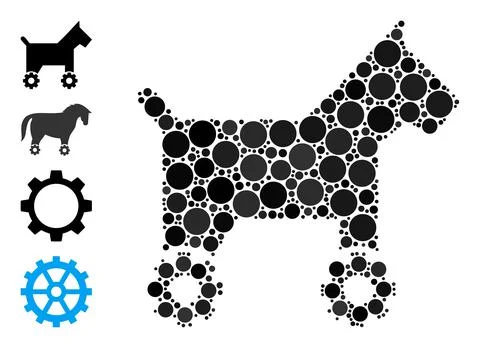 Dotted Robotic Dog Composition of Round Dots and Similar Icons Stock Illustration