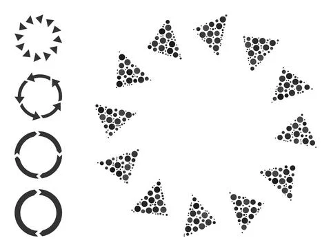 Dotted Rotate Ccw Composition of Circles and Similar Icons Illustrazione stock