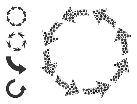 Dotted Rotate Ccw Composition of Circles and Similar Icons Stock Illustration
