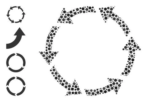Dotted Rotate Ccw Composition of Rounded Dots and Similar Icons Illustrazione stock