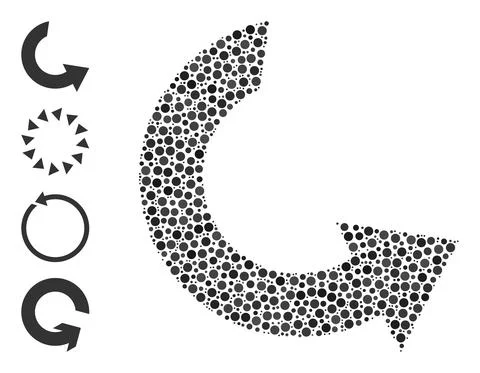 Dotted Rotate Ccw Mosaic of Rounded Dots with Other Icons Illustrazione stock
