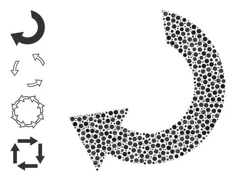 Dotted Rotate Composition of Round Dots and Other Icons Illustrazione stock