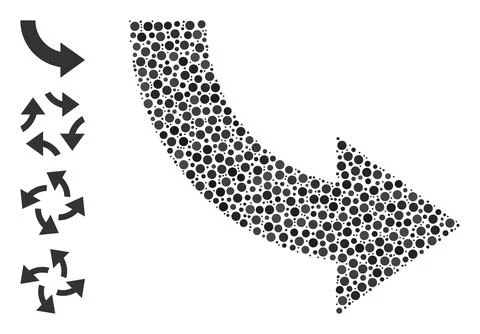 Dotted Rotate Right Composition of Circles with Other Icons Illustrazione stock