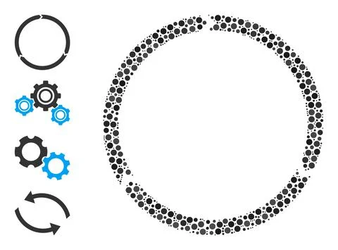 Dotted Rotation Collage of Rounded Dots and Bonus Icons Illustrazione stock