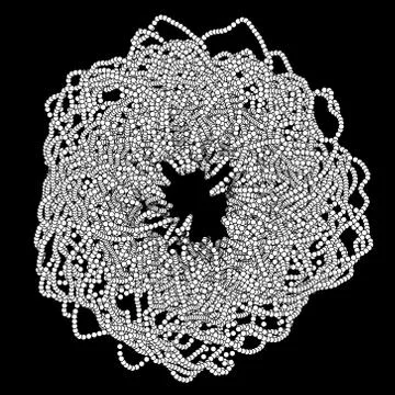 Dotted round plexus for design project on black - vector illustration Stock Illustration