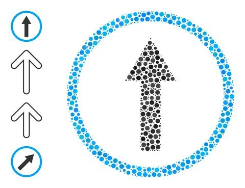 Dotted Up Rounded Arrow Collage of Circles with Bonus Icons Ilustración de archivo