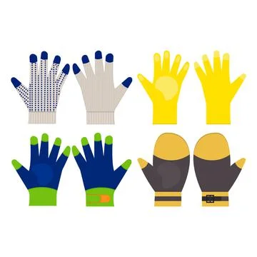 Dotted, rubber, protection, warm work gloves. Vector Illustration. Stock Illustration