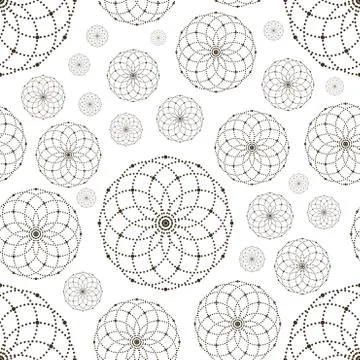 Dotted seamless pattern with circles and nodes. Repeating modern stylish Stock Illustration