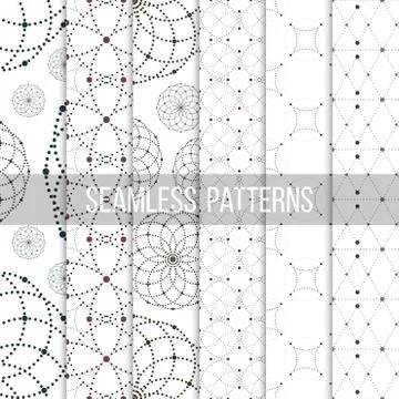 Dotted seamless patterns with circles and nodes. Repeating modern stylish 스톡 일러스트