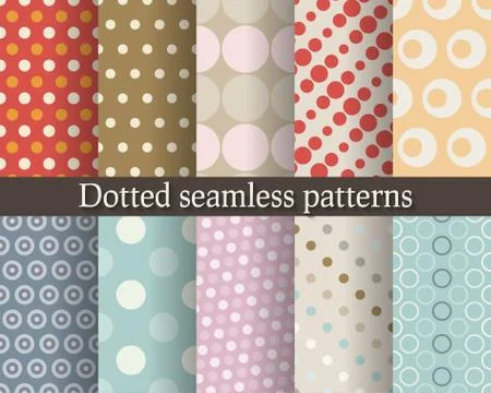 Dotted seamless patterns set Stock Illustration
