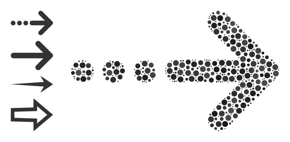Dotted Send Right Collage of Rounded Dots with Bonus Icons Illustrazione stock
