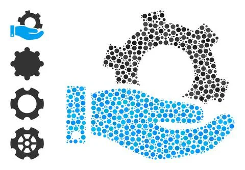 Dotted Service Collage of Rounded Dots with Similar Icons 스톡 일러스트